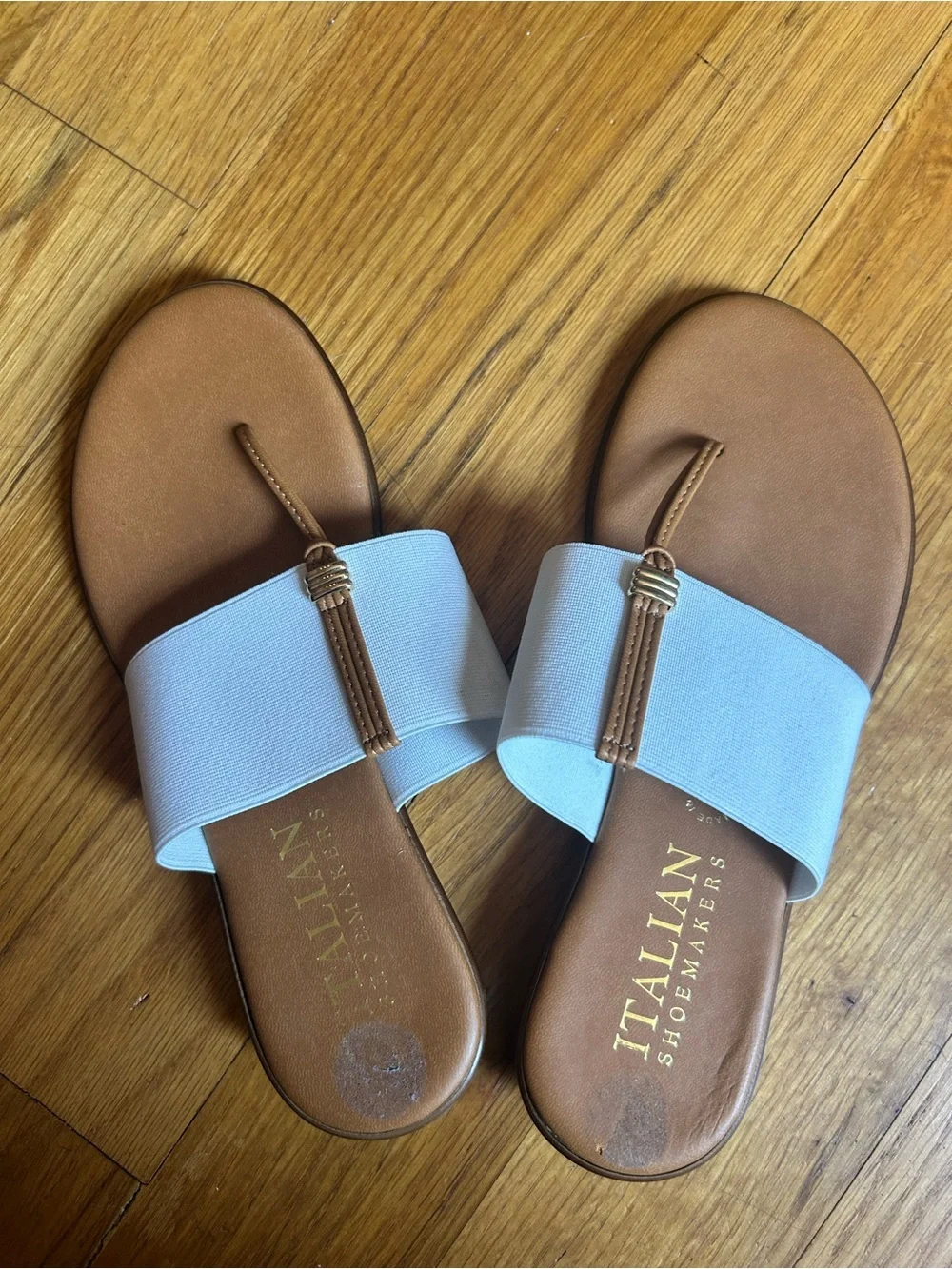 Italian Shoemakers Briley Women’s Thong Slide Sandals Brown/White Slip On Sz 8